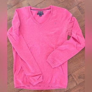 Pink Tommy Hilfigure V-neck Long Sleeve Sweater, Size M
